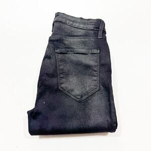 L'Agence Margot Skinny High Rise Black Coated Denim Jeans Size 25